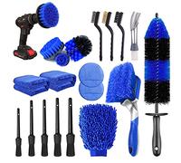 20Pcs Car Wheel Tire Detailing Brush Set,Car Detailing kit,Car Detailing Brushes,Auto Detailing Drill Brush Set,17" Long Handle Rim Wheel Brush,Tire Brush,Car Cleaning Kit for Wheels,Interior,Exterior