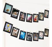 20Pcs Cardboard Photo Frames, Black 4x6 Paper Photo Frames Hanging Photo Display with Clips Photo Banner Hanging Photo Display String Photo Boards for Graduation Parties, Home, Office, Wedding Decor