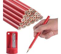 20pcs Carpenters Red Flat Joiners Pencils - Builders Heavy Duty Woodworking Marking Tool, Construction Pencils with Sharpener
