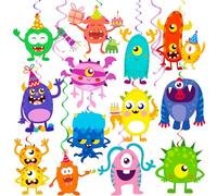 20pcs Cartoon Monster Hanging Swirls Decorations Monster Bash Birthday Party Decorations Little Monster Ceiling Streamers Decorations for Monster Birthday Party Baby Shower Supplies