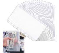 20Pcs Cash Envelopes, PVC Zipper Folders, Budget Binder Pockets, Plastic Notebooks, for Money, Cards, Photos