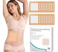 20Pcs Castor Oil Pack Wrap, Castor Oil Packs for Liver Detox, Highly Absorbent 8.7"*7.9" Self-Adhesive Castor Oil Wrap Organic Cotton, No Wash, Easy to Use, Anti-Seepage(Oil Not Included)