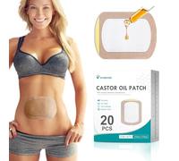 20pcs Castor Oil Patches, Castor Oil Pack Wrap for Liver, Stomach, Belly Button, Disposable Organic Cotton Caster Oil Pads, Portable Anti Leakage No Wash