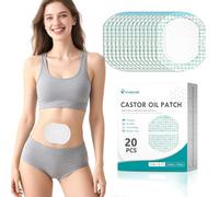 20Pcs Castor Oil Patches, Organic Cotton Castor Oil Pack Wrap, Portable Self-Adhesive Anti Leakage No Wash (Patented Product)