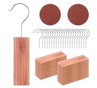 20Pcs Cedar Hang Up Cedarwood Moth Repellent for Wardrobe Wardrobe Storage Protection Hanging Blocks with Metal Hooks and Sandpapers Clothes Moth Freshene for Closets Drawers