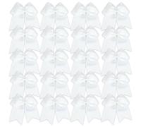 20Pcs Cheer Hair Bows, 8 inch No Damage Elegant White Bows for Girls Hair, Decorative Elastic Ponytail Holder for Daily Wear, Travel