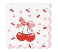 20Pcs Cherry Paper Napkins, Fruit Printed Napkin Pink Napkins Cherry Napkin Disposable Summer Serviettes for Indoor Outdoor Party Dining Summer Parties Birthday Party Table Decorations