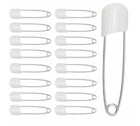 20pcs Child safety pins, White, 5.5cm Long, for Clothes, Nappy Pins with Safety Lock, Plastic Head safety pins, for Diaper, Dress and Craft Use