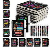 20Pcs Christian Ballpoint Pen and Bible Verse Notepad Bulk Bible Journal Christian Pen Religious Gift Inspirational Scripture Gifts for Church Coworker Sunday School Supplies (Religious, Black)