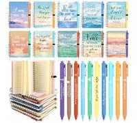 20Pcs Christian Ballpoint Pen and Christian Notepad Bible Journal Sunday School Mini Pocket Notepad Scripture Pen Church Christian Gifts for Women Men (10 Colours)