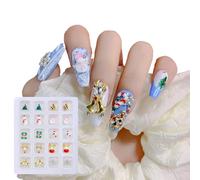 20Pcs Christmas Art Charm 3D Flatback Rhinestones Decorations Christmas Tree Snowman Snowflake Art