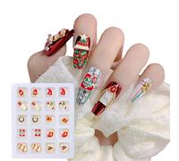 20Pcs Christmas Art Charm 3D Flatback Rhinestones Decorations Christmas Tree Snowman Snowflake Art