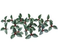 20pcs Christmas Cake Decoration Artificial Holly Berries and Leaves Plastic Small Cupcake Topper Crafts Decor