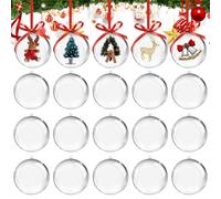 20Pcs Christmas Decorations Clear Baubles To Fill,Christmas Clear Plastic Ball,6cm Polycrylic Baubles for Crafts,Hristmas Tree Decorations Diy Plastic Fillable Ball Memorial Christmas Ornament (B)