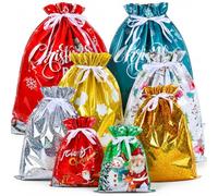 20pcs Christmas Drawstring Gift Bags- Large Christmas Gift Wrapping Bags in 4 Sizes (44x57cm, 39x51cm, 29x43cm, 24x32cm) for Gifts with Festive Designs - Reusable Xmas Drawstring Gift Bags & Present