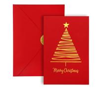 20pcs Christmas Greeting Cards, Merry Christmas Cards with Gold Foiling Xmas Tree Include Seal Stickers & Envelopes for Family Friends & Loved Ones (Red)