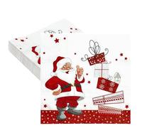 20PCS Christmas Napkins,Santa Claus Xmas Napkins,Disposable Paper Serviettes,Christmas Party Paper Napkinss for Xmas Dinner Table Decorations Red Napkin Party Supplies Accessories Home Decor,33x33cm