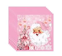 20Pcs Christmas Napkins Serviettes,Xmas Party Paper Napkins,Napkins Christmas Tableware Decoration Snowflake Santa Pink Tissue Luncheon Dinner Napkins for Winter Holiday Xmas Party Table Decorations