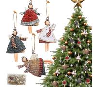 20Pcs Christmas Ornament Decorations, Small Angel Pendants Christmas Decorations, Wooden Christmas Tree Decorations Xmas Decor Ornaments for Christmas Tree, Party, Home Decor