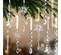 20PCS Christmas Ornaments Set, Hanging Pendant Acrylic Crystal Snowflake Christmas Tree Decorations for Winter New Year Party Supplies