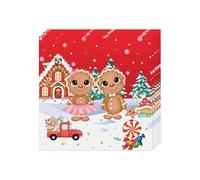 20Pcs Christmas Party Paper Napkins, Merry Xmas Serviette Napkins, Gingerbread Man Pattern, Table Decorations for Christmas Party Supplies