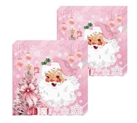 20PCS Christmas Serviettes Napkins 33cm,Pink Santa Tissue Tableware for Party Paper Napkins Disposable,2Ply Beverage Luncheon Decorative Paper Soft Christmas Serviettes for Dinner