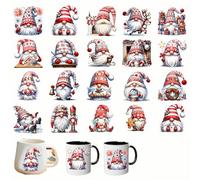 20pcs Christmas Snata Gnome Flower Floral Rose UV DTF Cup Wraps Transfer Sticker for Glass Cups Furniture Craft DIY Crafts，Rub on Transfer Stickers for DIY Water Bottle Laptop Decal Wood Car
