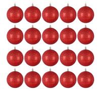 20PCS Christmas Tree Baubles Balls Ornaments Xmas Hanging Decorations Shatterproof (Red Glitter, 8CM)