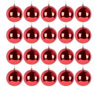20PCS Christmas Tree Baubles Balls Ornaments Xmas Hanging Decorations Shatterproof (Red Shiny, 8CM)