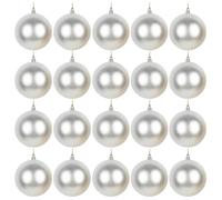 20PCS Christmas Tree Baubles Balls Ornaments Xmas Hanging Decorations Shatterproof (Silver Matte, 8CM)