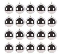 20PCS Christmas Tree Baubles Balls Ornaments Xmas Hanging Decorations Shatterproof (Silver Shiny, 8CM)