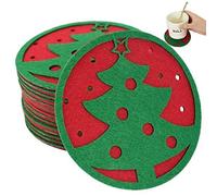 20pcs Christmas Tree Coaster Felt Coaster Cup Mats Christmas Theme Party Tea Coffee Mats Dinner Decoration