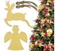 20PCS Christmas Wooden Baubles,Glitter Gold Angel Elk Christmas Wooden Slices Hanging，Cute Christmas Tree Decorations Hanging Ornaments for Home, Party, Winter Decor