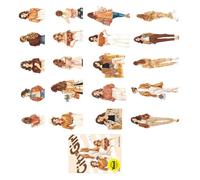 20PCS City Life Transfers Pack Contemporary Designs for Journaling Collection Art Notebook Accessories Recyclable Skin Stick Paper Creative Girl Character Transfers