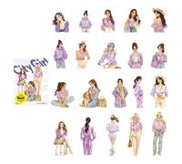 20PCS City Life Transfers Pack Contemporary Designs for Journaling Collection Art Notebook Accessories Recyclable Skin Stick Paper Cartoon Writing Materials Transfers