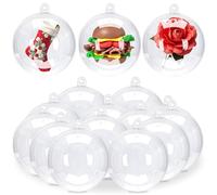 20Pcs Clear Baubles to Fill 10cm,Christmas Clear Fillable Baubles,Empty Pastic Bauble for Craft,DIY Transparent Hanging Ornaments Balls for Christmas Tree New Years Wedding Xmas Party Home Decoration