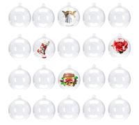 20Pcs Clear Baubles to Fill 5cm,Christmas Clear Fillable Baubles,Empty Pastic Bauble for Craft, DIY Transparent Hanging Ornaments Balls for Christmas Tree New Years Wedding Xmas Party Home Decoration