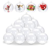 20Pcs Clear Baubles to Fill 8cm,Christmas Clear Fillable Baubles,Empty Pastic Bauble for Craft,DIY Transparent Hanging Ornaments Balls for Christmas Tree New Years Wedding Xmas Party Home Decoration