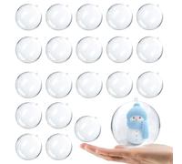 20Pcs Clear Baubles to Fill Personalized Fillable Baubles Make Your Own Bauble DIY Plastic Christmas Tree Decorations Balls Plastic Bauble to Fill for Christmas Tree Decorations (5cm)