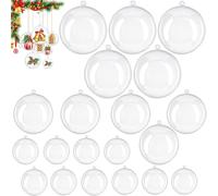 20Pcs Clear Christmas Baubles 4,6,8cm,Clear Plastic Fillable Baubles for Craft 4,6,8cm,Christmas Tree Decorations New Years Wedding Party Empty Plastic Bauble to Fill DIY Xmas Decor