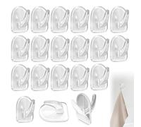 20PCS Clear Command Hooks Durable Stick on Picture Hooks Simple and Clear Hook Self Adhesive for Hanging with Non Marking Sticker Reusable Heavy Duty Acrylic Stick on Hook for Bathroom Kitchen Door