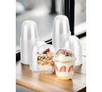20pcs Clear Plastic Dessert Cups with Dome Lids, Disposable Parfait Containers for Yogurt, Pudding, Snacks 500ml