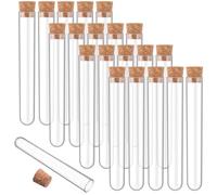 20PCS Clear Plastic Test Tubes with Cork Stoppers 15x100mm 10ml Good Seal Tubes for Jewelry Seed Liquor Plants Candy Cocktail Storage Wedding Halloween Neon Party Favors Lab Scientific Experiment