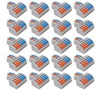 20PCS Compact Wire Connectors, Compact Splicing Connectors, Lever Nut Assortment Conductor, 2 In 6 Out Electrical Connectors Blocks
