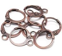 20Pcs Copper Earring Hooks, 14×12mm Red Copper Round French Lever Earring Hooks, Wire Settings Base Hoops for DIY Designs Jewelry Making, Jewelry Findings