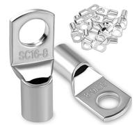 20Pcs Copper Wire Lugs 16mm2 M8 Bolt Hole,Battery Cable Ends Eyelets Crimp Tubular Ring Terminals Connectors
