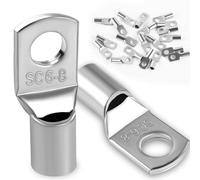 20Pcs Copper Wire Lugs 6mm2 M8 Bolt Hole,Battery Cable Ends Eyelets Crimp Tubular Ring Terminals Connectors