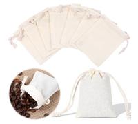 20PCS Cotton Muslin Bags with Drawstring, Reusable Drawstring Hessian Bags, Washable Mesh Empty Tea Bag for Cooking, Soup, Tea Coffee Filter, Spice Storage, Festivals, Parties, Jewelry, DIY Crafts