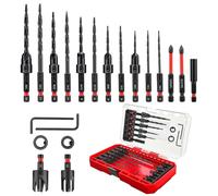 20PCS Countersink Drill Bit Set, Tapered Drill Bits Counter Sink Drill Bit with 1/4" Hex Shank,Wood Plug Cutter Adjustable Stop Rings, #4, #6, #8, #10, #12, M2 HSS Counter Sink Bits for Woodworking