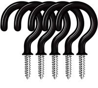 20PCS Cup Hook Metal Ceiling Hooks Multipurpose Vinyl Coated Screw-in Wall Hooks for Hanging Plants, Cups,Kitchen Hooks, Utensils, Lights and Stuff Great for Indoor & Outdoor Use (Black, 25mm)
